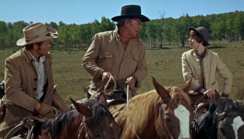 Glen Campbell, John Wayne und Kim Darby in «True Grit»